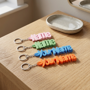 Metal Round <b>Split</b> <b>Ring</b> Custom Name Keychain 25mm Silver 10-Piece - Product Image 2