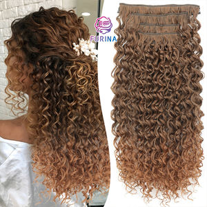 NOUVEAU Novel Fashion Design Wholesale Afro Curly 4 Pcs 11 Clips 22 INCH 200g Colored Hair Extensions for Black Women - Product Image 1