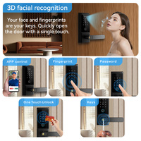Cerradura Inteligente para Puerta con Reconocimiento Facial, Llave de Tarjeta IC/Contraseña, Desbloqueo por Aplicación Tuya, Antirrobo, Grado de Impermeabilidad IP65, Grado B