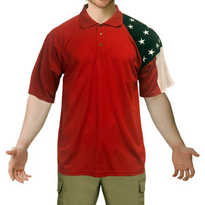 Couleur rouge prêt à expédier polos à manches courtes pour hommes Graphic Stretch Casual American Patriotic Raglan Golf Polos pour hommes - Product Image 1
