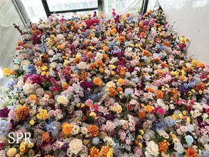 Spr Bruidsboeket 8ft X 8ft Afgewerkte Mix Kleur Rose Hortensia Pioen Bloemenmuur Voor Bruiloft Decoratie