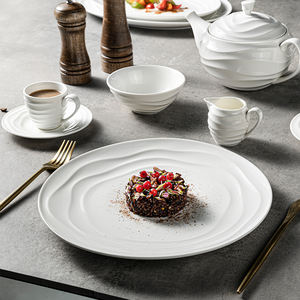 Suojiuju — service de vaisselle de luxe de style nordique et occidental, en porcelaine, de couleur blanche, assiette en gaufrage, service de table, hôtel - Product Image 1