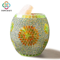 Lampe en verre mosaïque faite à la main pour petite amie, lampe de Table à sel de l'himalaya