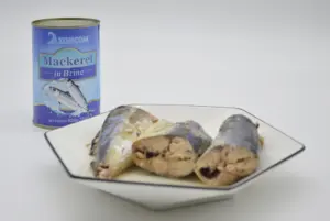 פופולרי 425g שימורים מקרל מלח פח דגי פסיפיק מקרל OEM מותג