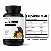 Formule Botanique de Bien-être OEM à base de Racine de Maca, Ashwagandha, Ginseng Panax et Poivre Noir - Capsules de Racine de Maca