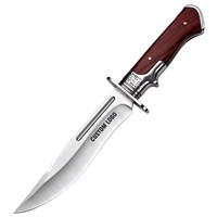 Couteau de chasse à lame fixe en acier inoxydable personnalisé Bochen OEM, manche en bois de santal, couteau de survie durable pour l'extérieur