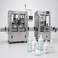 Machine de remplissage et de bouchage continue pour flacons de savon mousse pour les mains, avec buse de suivi servo anti-mousse