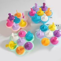 Outils de crème glacée antiadhésifs réutilisables colorés bricolage 7 cavités moules à glace Pop Popsicle avec des bâtons colorés pour les aliments faits maison pour enfants