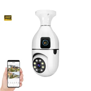 Smart 4mp Wireless Wifi Light Bulb Camera 360 Surveillance Security Ip Camera Indoor Dual Lens E27 Bulb Cctv Camera