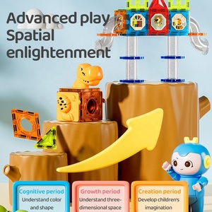 Khủng Long Thiên Đường Theo Dõi Trượt Bóng 153Pcs Xây Dựng Từ Khối Đá Cẩm Thạch Chạy Theo Dõi Đồ Chơi Cho Trẻ Em Khủng Long Cảnh Nam Châm Khối - Product Image 3