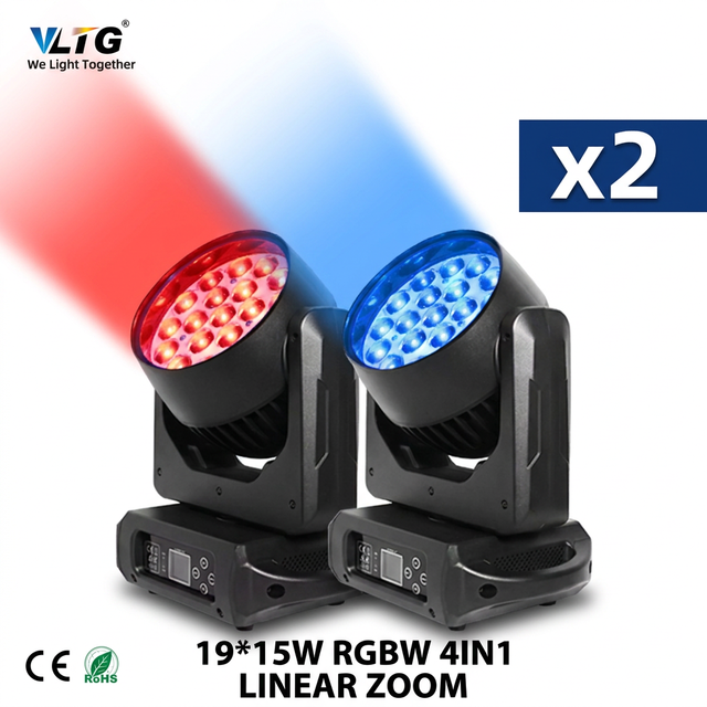VLTG Mac Aura 19x15w Rgbw 4in1 Leds Zoom Wash Stage Par Lights Led Wash Moving Head Light for Dj Bar Disco