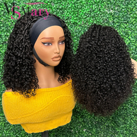 Peluca con diadema de cabello humano doblemente estirado, cabello virgen indio SDD de alta densidad, rizado afro, sin encaje, para mujeres negras