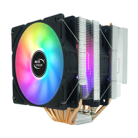 Boîtier de PC avec écran miroir en cuivre, affichage de la température et de la vitesse, dissipateur thermique pour ordinateur, deux ventilateurs ARGB, refroidisseur de processeur, radiateur