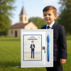 Journal de ma première communion 13x18 cm avec clé et stylo pour enfant - Product Image 3