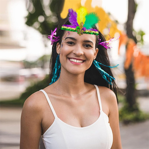 Serre-tête brésilien à sequins pour Halloween, Mardi Gras, festivals et carnavals – Décoration <span class=keywords><strong>de</strong></span> tête pour fêtes - Product Image 4