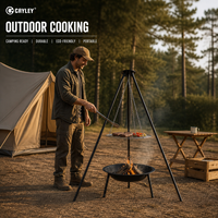 Support de cuisson extérieur pour brasero et grill suspendu sur trépied, pour camping, pique-nique, barbecue et fêtes en extérieur