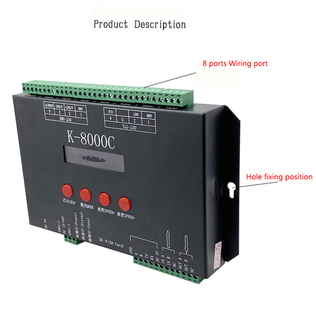 High Quality K-8000C DC5-24V Ws2811 Led 8192 Pixels Led Pixel Controller SD Card Controller