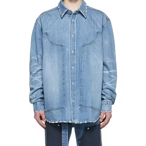 <span class=keywords><strong>Camicia</strong></span> da uomo Casual di alta qualità <span class=keywords><strong>camicia</strong></span> di Jeans in cotone 100% Patchwork <span class=keywords><strong>blu</strong></span> <span class=keywords><strong>giacca</strong></span> da uomo lavata Streetwear taglie forti <span class=keywords><strong>camicia</strong></span> da uomo - Product Image 1