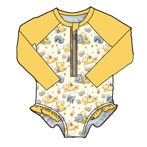 ピンクキャットファクトリー カスタム幼児用女の子水着 漫画柄 キッズ水着 子供用ビーチ水着 - Product Image 2