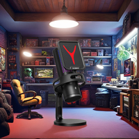 Microphone de bureau gaming GM7 RGB à condensateur avec lumières LED USB Type-C Cardioïde 80Hz-15kHz 44.1KHz/16bit pour le streaming et l'utilisation en studio