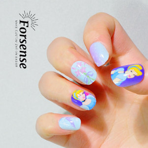 Haute qualité <span class=keywords><strong>Anime</strong></span> filles presse sur les ongles pour enfants 8 à 9 dessin animé disney princesse enfants ongles bleu foncé mignon personnage <span class=keywords><strong>faux</strong></span> ongles - Product Image 2