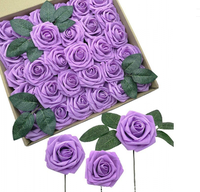 Lot de 25 roses en mousse PE pour décoration de boîte à fleurs artificielles pour mariage, Saint-Valentin et Noël