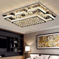 Plafonniers Modernes en Cristal pour Salon, Plafonnier de Luxe Argenté pour Chambre à Coucher, Lampes de Plafond LED et Luminaires en Cristal pour Salle à Manger et Cuisine