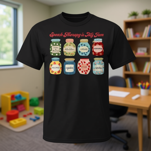 Camiseta de Terapia del Habla Is My Jam SLP, Unisex para Adultos, Manga Corta, Cuello Redondo, Impresión Digital, Promocional - Product Image 3