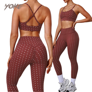 YOKE New Custom Breathable Lightweight Recyclable Seamless Ribbed Yoga Set Women Sports Clothes Plus Size Yoga Bra Leggings