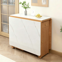 Table et chaises de cuisine en marbre blanc, pliables, gain de place, ensemble de table à manger Foshan avec 2 chaises pour salle à manger, maison, appartement