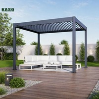 Toit à lamelles motorisé de luxe avec éclairage LED, télécommande, système intelligent imperméable 6063-T5, pergola bioclimatique en aluminium