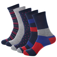 Chaussettes habillées pour hommes de haute qualité en coton, motifs classiques, à pois et rayées, chaussettes de travail