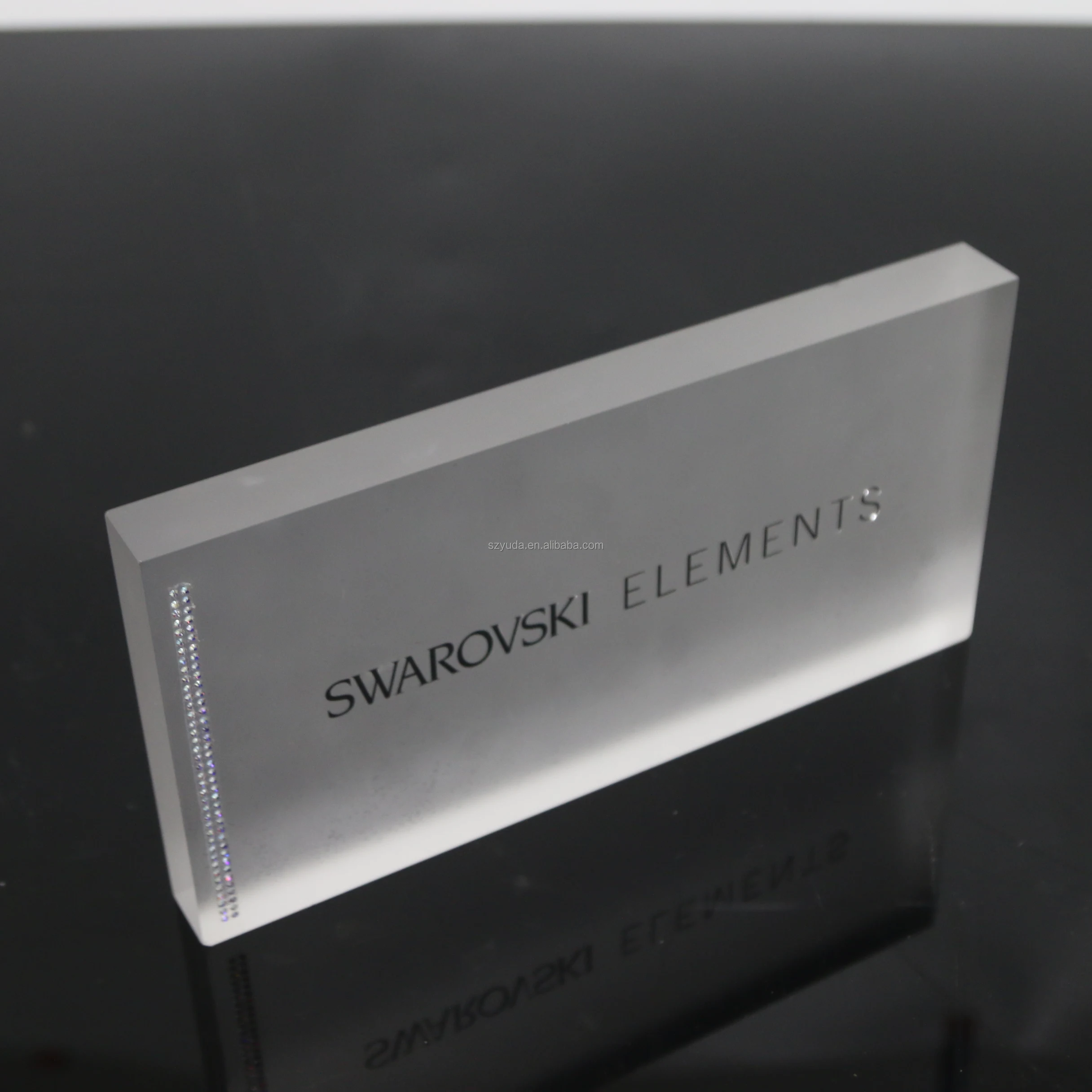 Customize Nameplate - Printed on Clear Solid Block of Acrylic