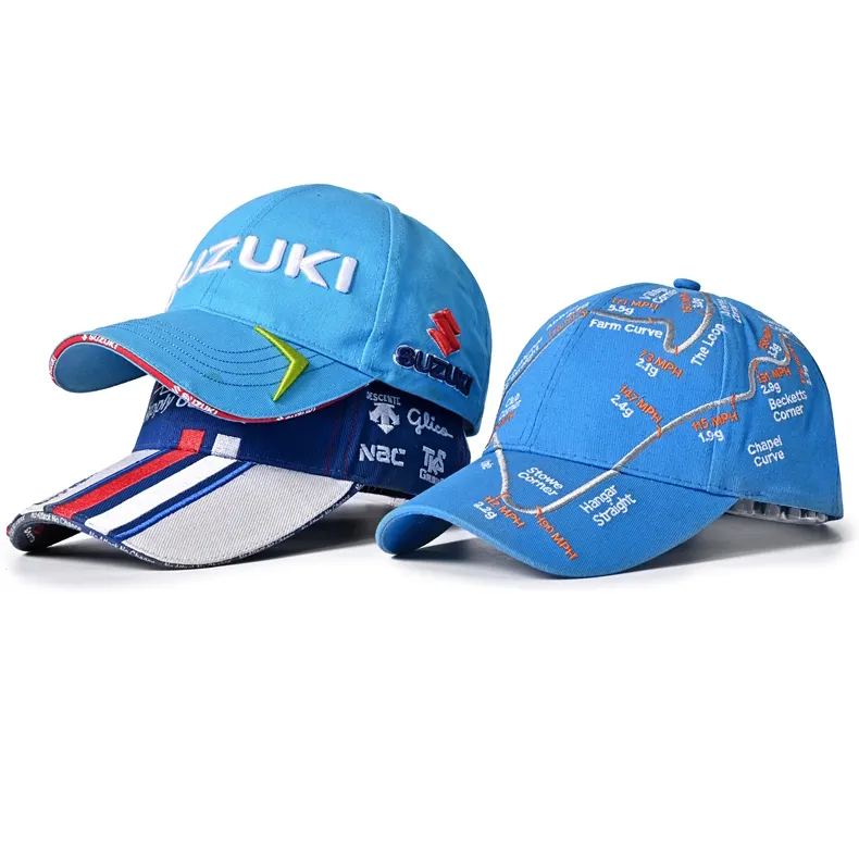 Cappellini sportivi promozionali a 6 pannelli con Logo personalizzato di fabbrica cappellini e cappelli da Baseball per moto da corsa per auto da corsa