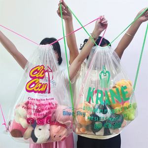 Sac à cordon transparent en PVC étanche personnalisé-Cadeaux promotionnels avec logo imprimé avec design réutilisable pour le commerce électronique, les festivals et l'image <span class=keywords><strong>de</strong></span> marque - Product Image 1