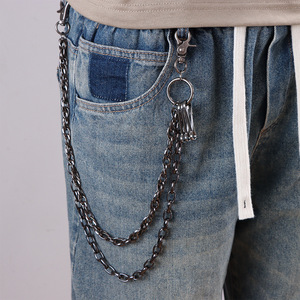 Gunmetal Double Layered Waist <b>Chain</b> Zinc Alloy Hip Hop Denim Pants <b>Chain</b> Daily Wear Fashion Body <b>Chain</b> - Product Image 2