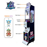 Mini machine à griffes verticale compacte en plastique, à monnayeur, avec accepteur de billets, pour attraper les jouets et les porte-clés, pour centre commercial, version anglaise