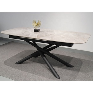 Hot bán Pop Up chức năng gốm mở rộng bàn ăn thiết lập hình chữ nhật Đá Cẩm Thạch ăn đầu kim loại chân với cát sơn tĩnh điện - Product Image 1