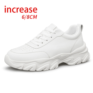 Couple's Lift Casual <b>Sneakers</b> for <b>Men</b> 4-6-8cm Height Increasing White <b>Black</b> Hidden Heels Lightweight Breathable Elevator Shoes - Product Image 1