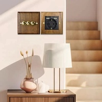 Interruptor de Palanca y Enchufe de Madera Maciza Estilo Vintage Estándar Europeo, Enchufe Eléctrico con Regulador de Velocidad, Interruptor de Pared para Luz Universal Antiguo