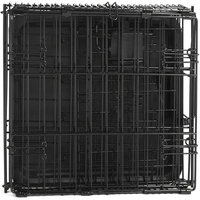 Cage pliable pour chien en fil métallique avec plateau amovible, porte simple, panneau de séparation, pliable pour le transport, 22 x 13 x 16 pouces, noir