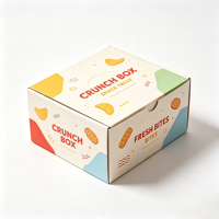 Boîte d'expédition en carton ondulé personnalisée avec illustration de nourriture amusante, légère, pour l'emballage de produits de collation
