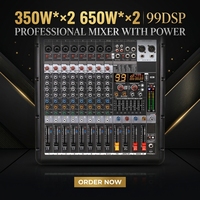 Console de mixage audio professionnelle 8/12/16 canaux avec amplificateur et égaliseur intégrés pour les événements sur scène