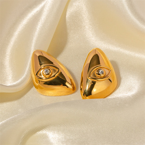 Moda chapado en oro eyerings joyería pendiente mujer circón ojo declaración pendientes - Product Image 5