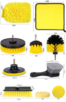 Ensemble de 12 brosses de nettoyage pour voiture - Brosses en plastique avec poils en nylon et manches en métal - Kit d'outils de nettoyage pour l'entretien automobile