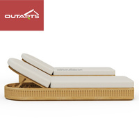 Chaise longue de luxe en teck pour villa, piscine extérieure, hôtel, complexe hôtelier, jardin, plage, imperméable, chaise longue de soleil
