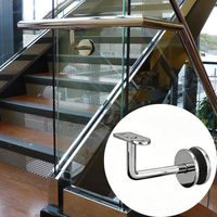 Support de main courante à bras articulé en acier inoxydable finition brossée pour barre verticale, pour assemblage de garde-corps en verre pour escaliers et centres commerciaux, résistant à la rouille et à l'eau