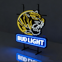 Présentoir en acrylique Budweiser de marque de bière enseigne néon avec cadre en métal enseigne néon à Led pour bar à bière