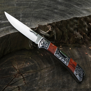 Dao chiến thuật bền chắc dành cho nam, kiểu bấm nút bỏ túi, dùng để săn bắn, cắm trại, chiến thuật, sinh tồn - Tay cầm gỗ tùy chỉnh OEM - Product Image 3