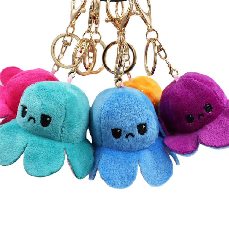Fashion Double-sided Clamshell Octopus Plush Stuffed Animal Plush Toy Reversible Octopus Keychain